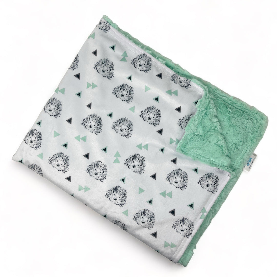 Hedgehog Mint Luxe Baby Blanket