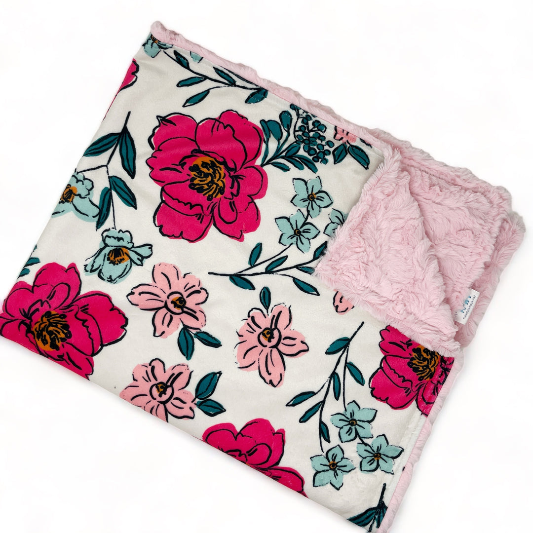 Hot Pink Floral Luxe Baby Blanket