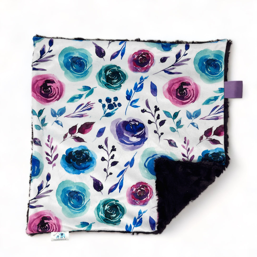Purple and Blue Floral Lovey Blanket