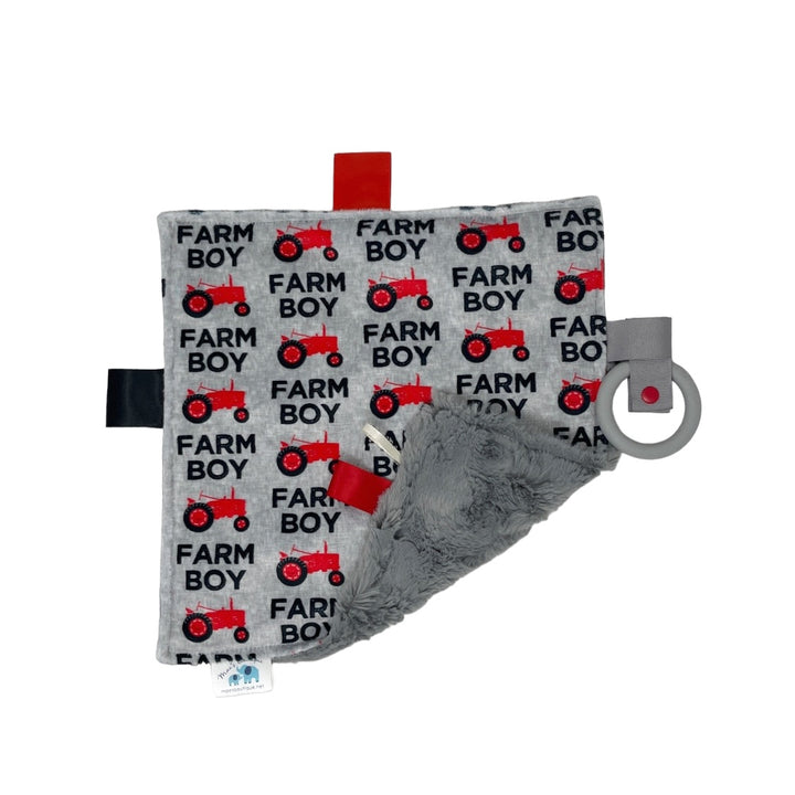 Farm Boy with Red Tractors Teething Blanket