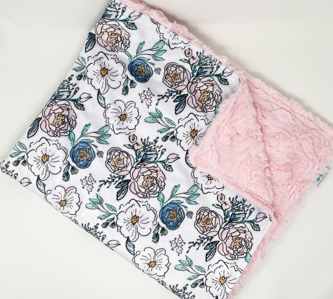 Periwinkle Rose Floral Luxe Baby Blanket