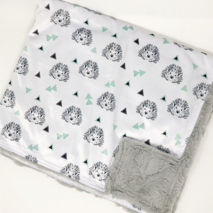 Hedgehog Mint Luxe Baby Blanket