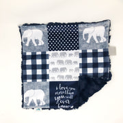 Navy Blue Elephant Lovey Blanket