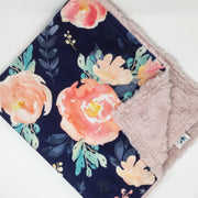 Navy Floral Luxe Baby Blanket