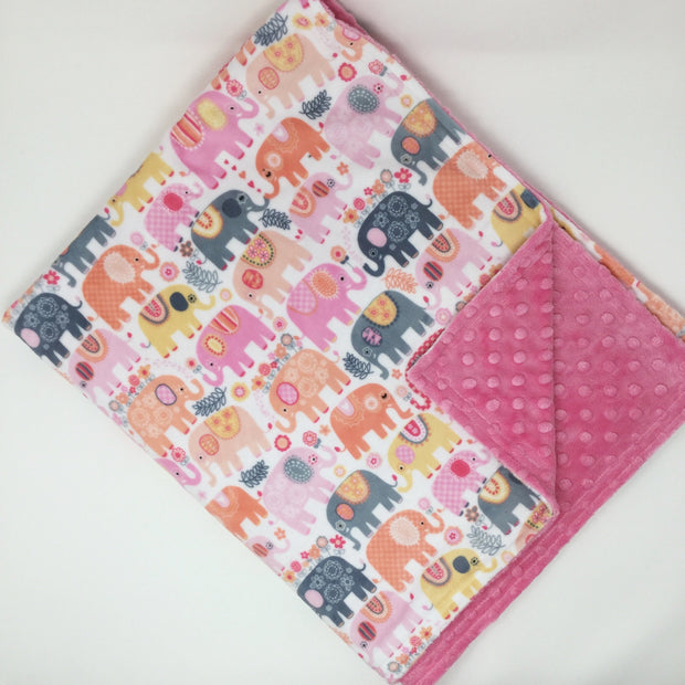 Happy Elephants Minky Baby Blanket Sale Item