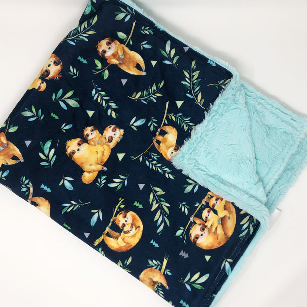 Sloth Navy Luxe Baby Blanket Sale Item