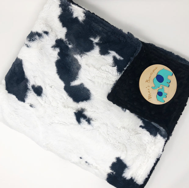 Black and White Cow Minky Baby Blanket